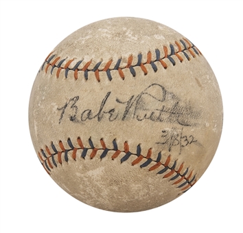 Babe Ruth and Lou Gehrig Dual Signed Babe Ruth Home Run Special Baseball (JSA)